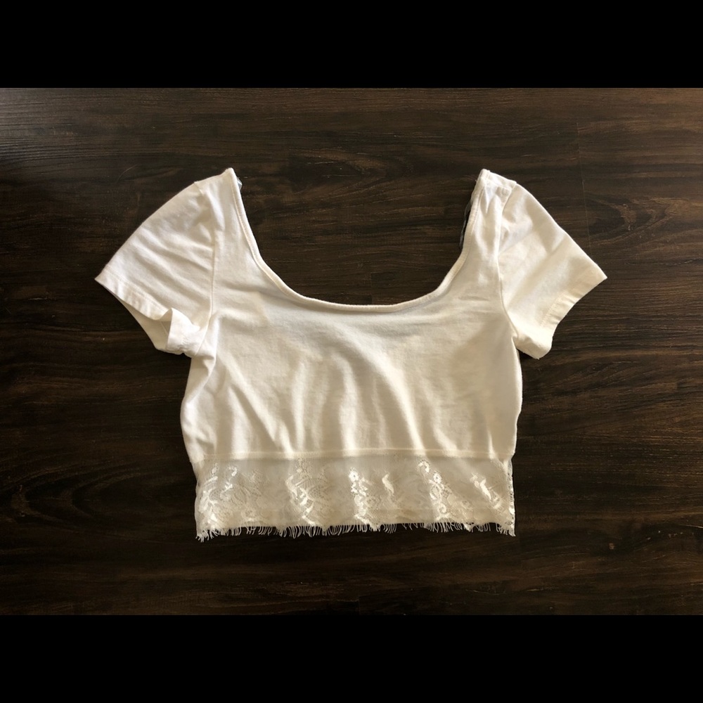 Charlotte Russe White Lace Crop